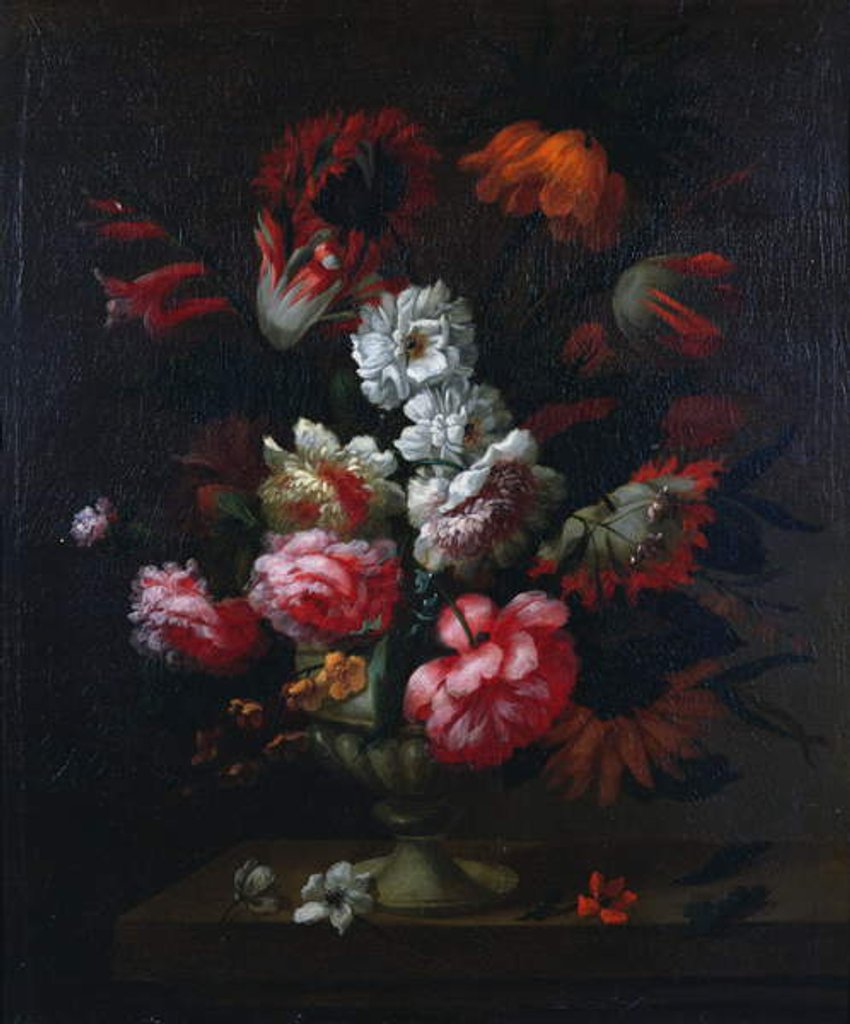 Detail of Still life of flowers in an urn by Pieter (follower of) Hardime