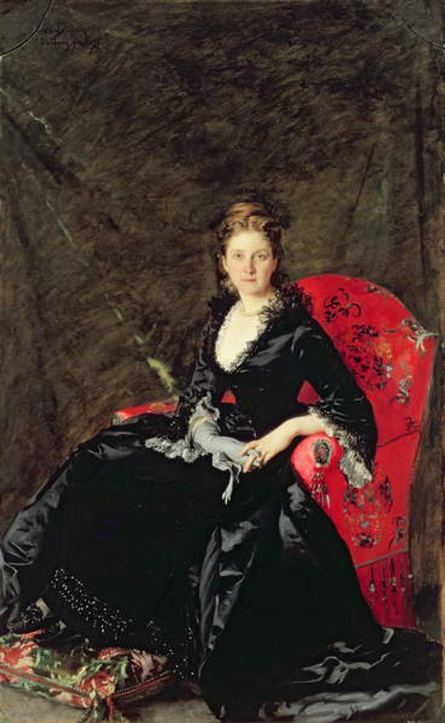 Detail of Portrait of Mme N.M. Polovtsova, 1876 by Charles Emile Auguste Carolus-Duran