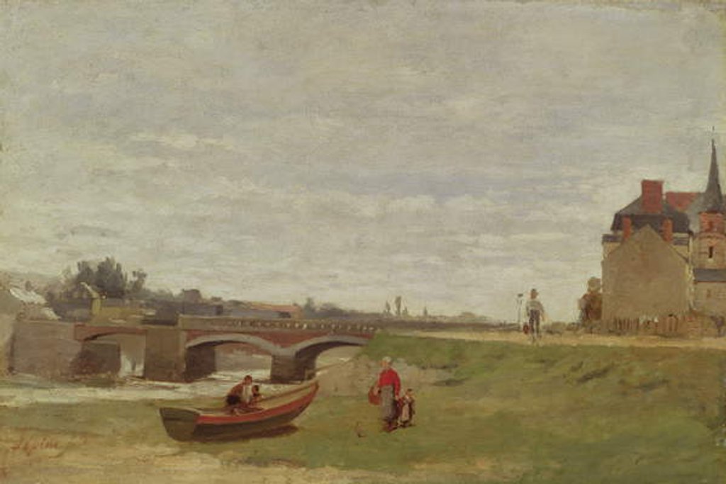 Detail of Landscape with a Bridge, early 1870s by Stanislas Victor Edouard Lepine