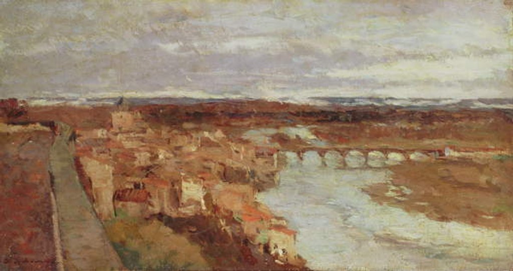 Detail of View of the Town of Pont-du-Chateau, c.1895 by Albert-Charles Lebourg