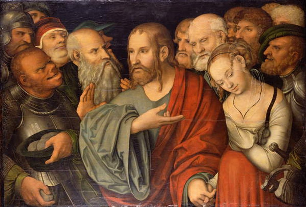 Detail of Christ and the Woman taken in Adultery by Lucas the Younger Cranach