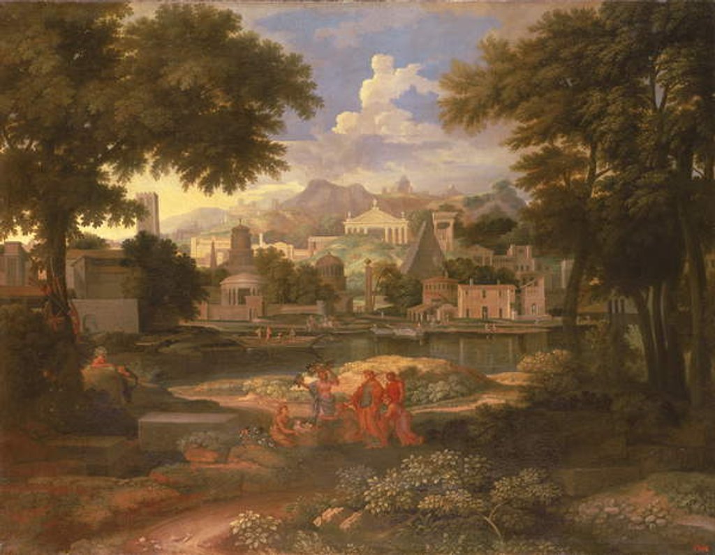 Detail of Landscape with Moses Saved from the River Nile by Etienne Allegrain