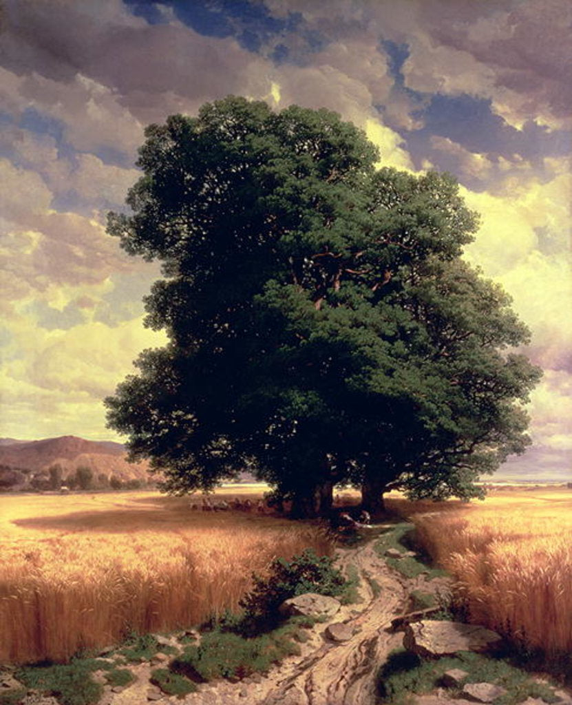 Detail of Landscape with Oaks, 1859 by Alexandre Calame