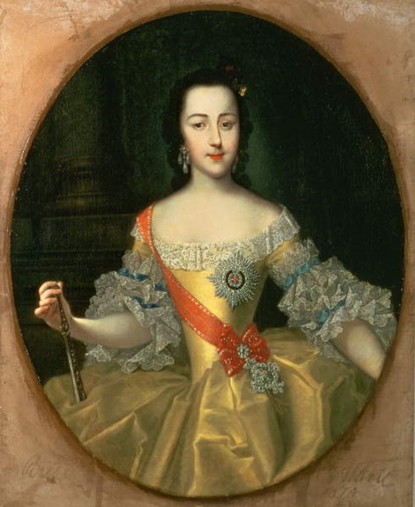 Detail of Portrait of Grand Duchess Yekatrina Alexeyevna, later Catherine II, c.1745 by Georg Christoph Grooth
