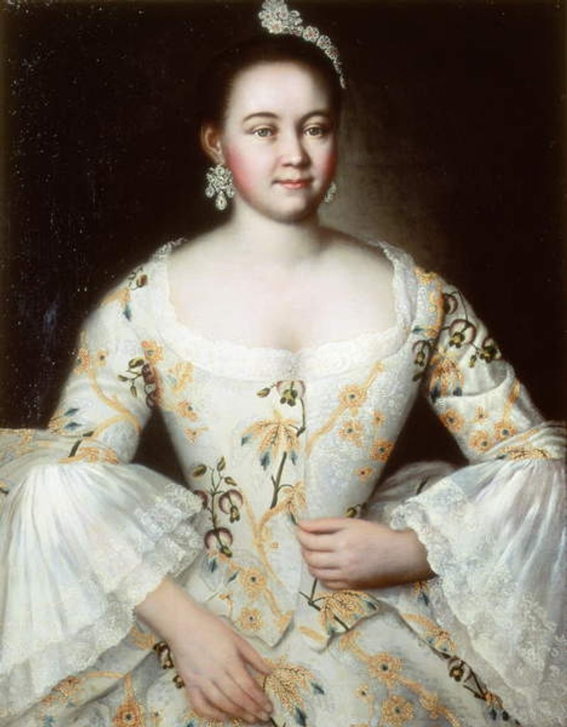 Detail of Portrait of the wife of Mikhail Yakovlev, after 1756 by Ivan Yakovlevich Vishnyakov