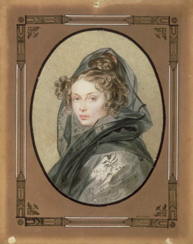 Detail of Portrait of Alexandra Grigorievna Muravyova, 1825 by Pyotr Fyodorovich Sokolov