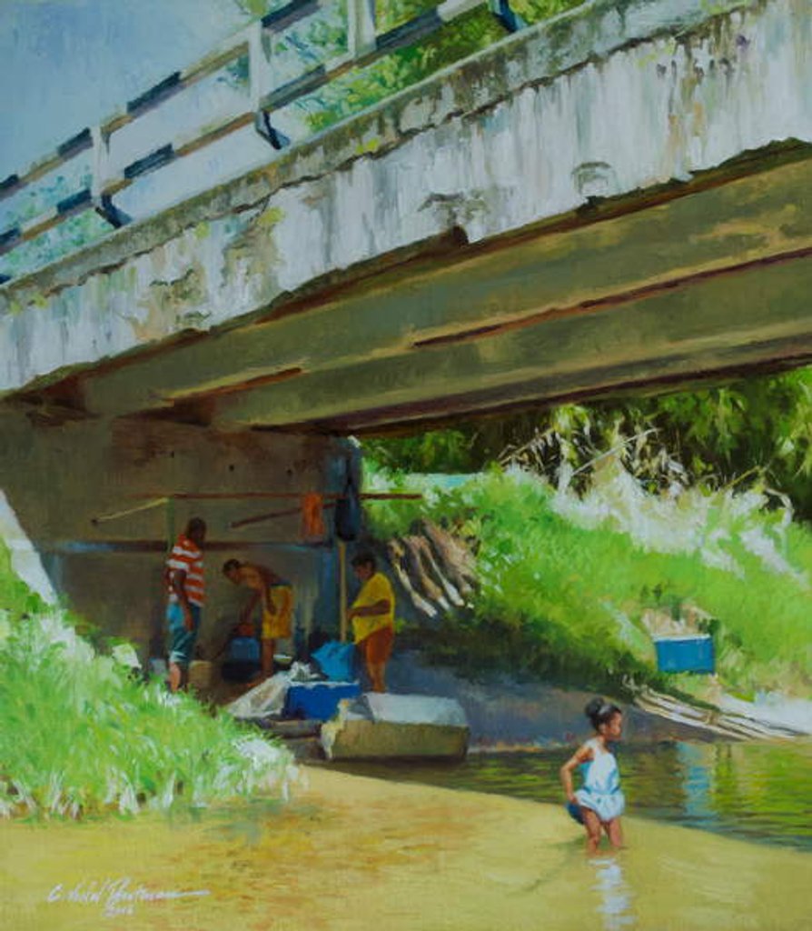Detail of Under the Old Bridge, 2016 by Colin Bootman