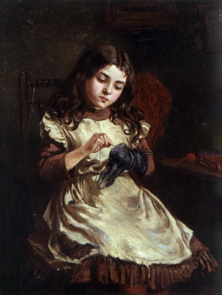 Detail of Darning the Sock, 1882 by Ralph Hedley