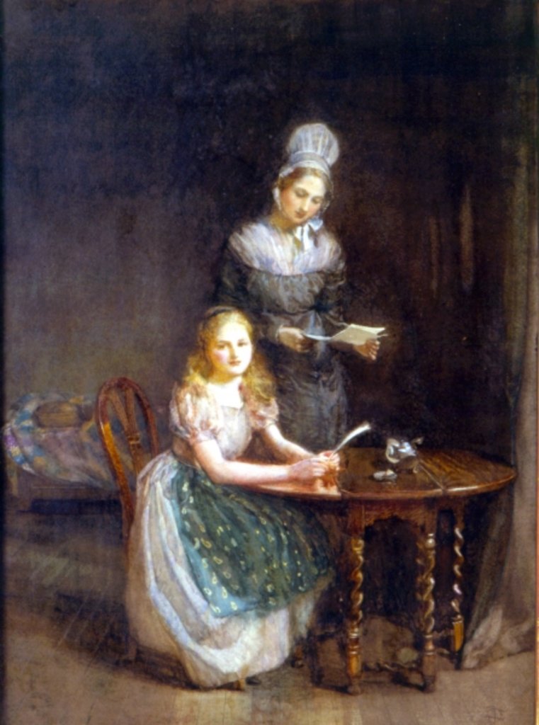 Detail of The Governess, c.1860 by English School