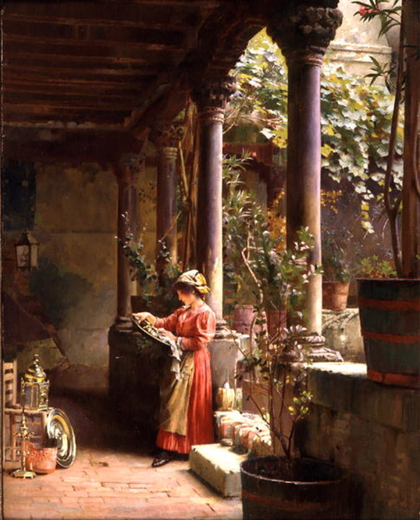 Detail of A Courtyard in Venice, 1896 by Henry Woods