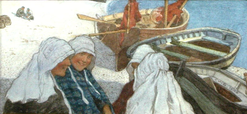 Detail of Breton Fishergirls by Charles William Bartlett