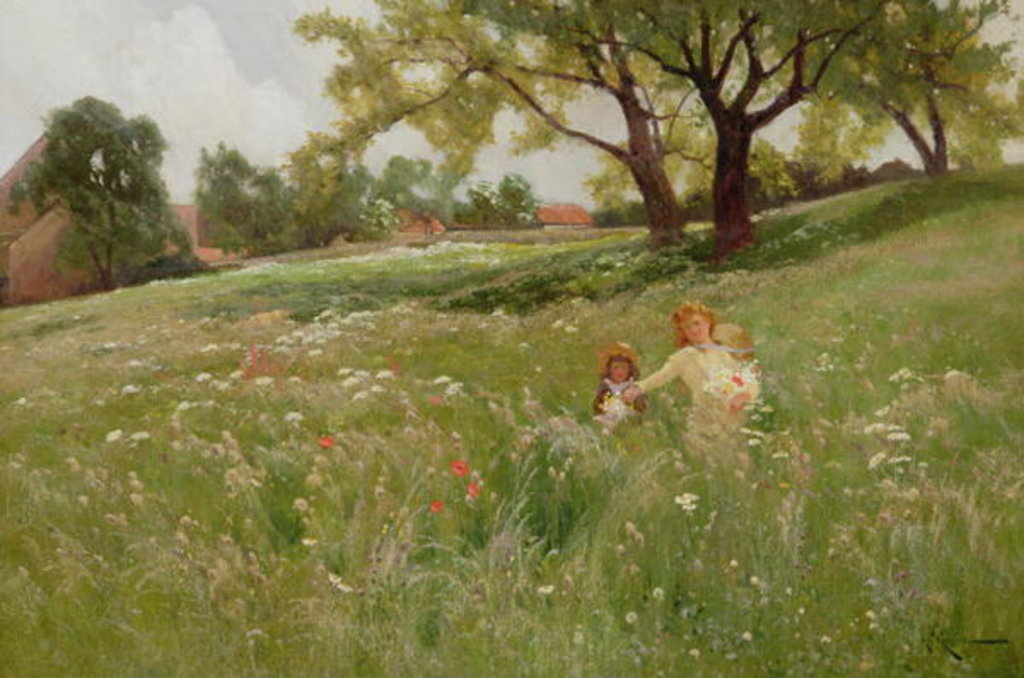 Detail of In the Fields by Henry John Yeend King