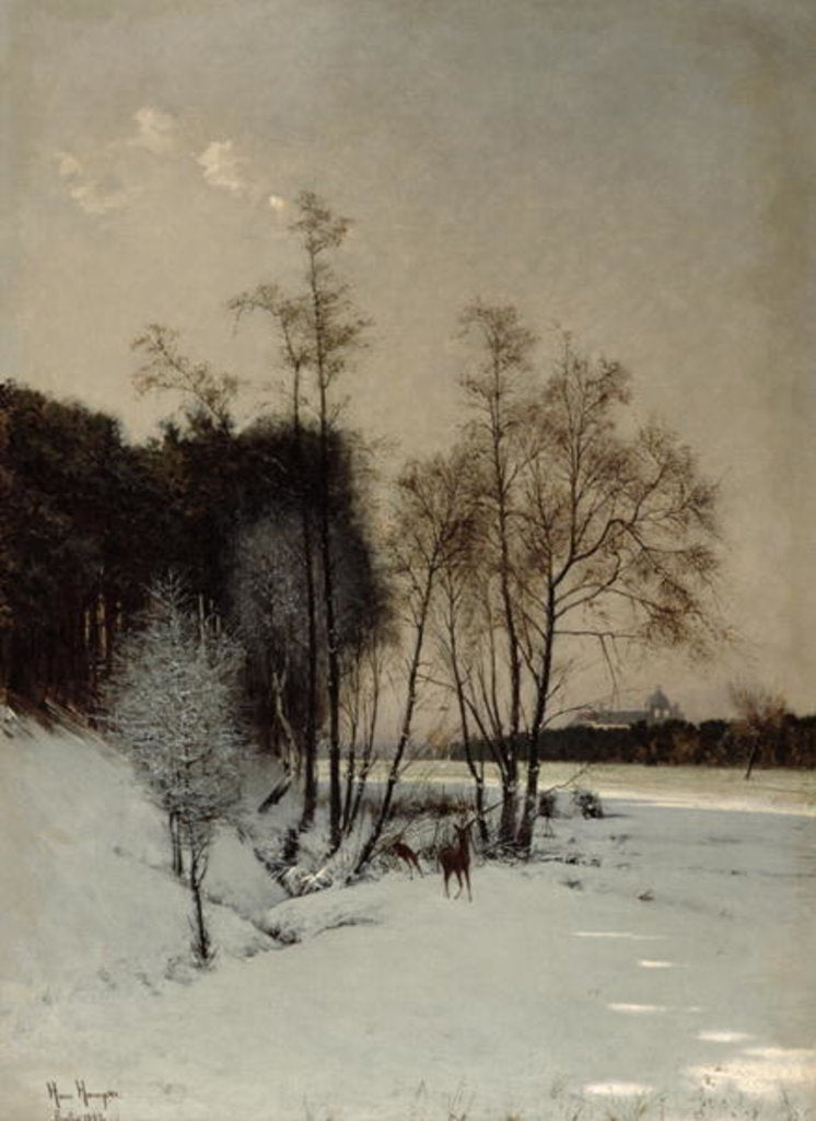 Detail of A Winter View in Posen, 1887 by Hans Hampke