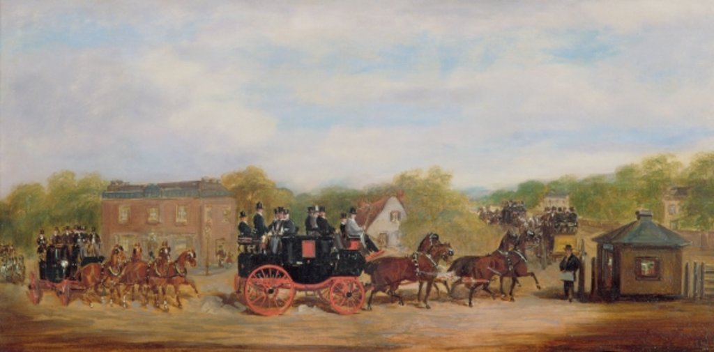 Detail of A Four-in-Hand Race at the Five Bells Tavern, New Cross by Herbert Jones