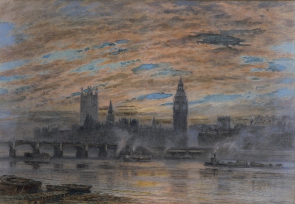 Detail of Westminster from the Surrey Bank, 1922 by Joseph Arthur Palliser Severn