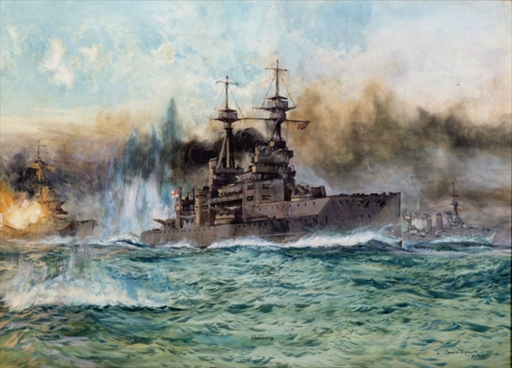 Detail of H.M.S Vanguard at The Battle of Jutland, 1924 by Charles Edward Dixon
