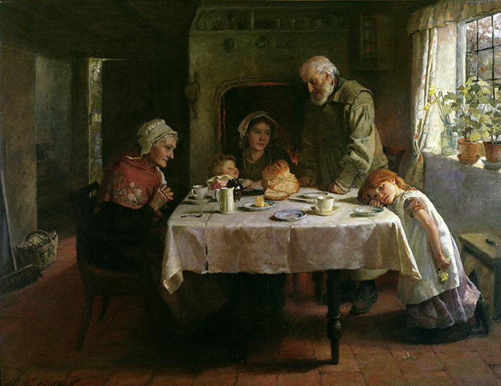 Detail of Grace Before Supper by Mary Evelina Kindon