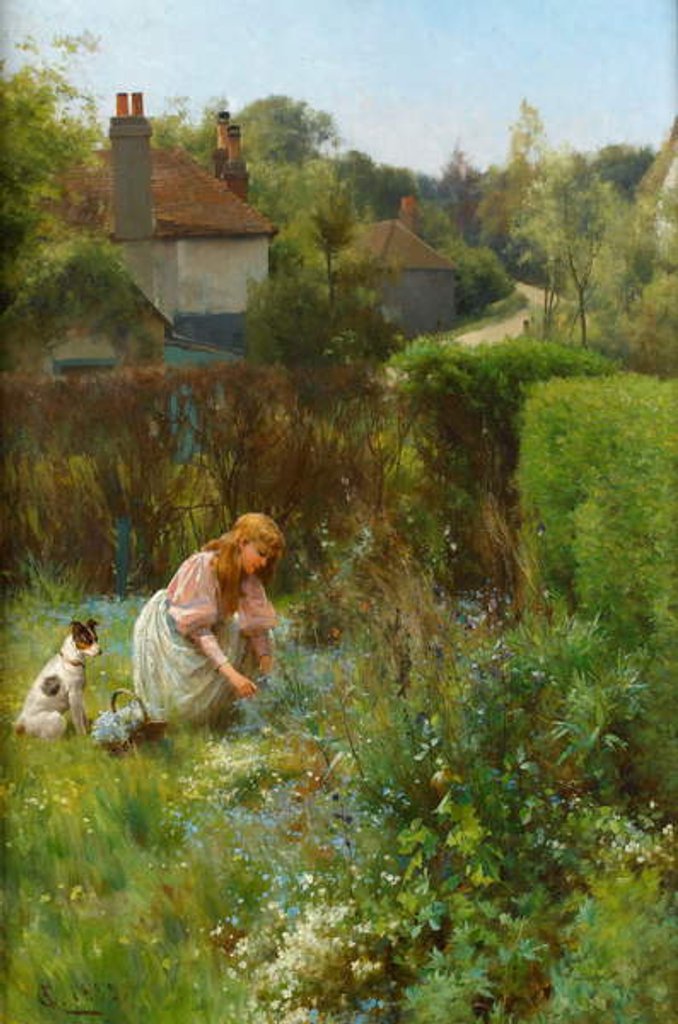 Detail of Picking Wild Flowers in the Hedgerow, 1895 by Alfred Jr. Glendening