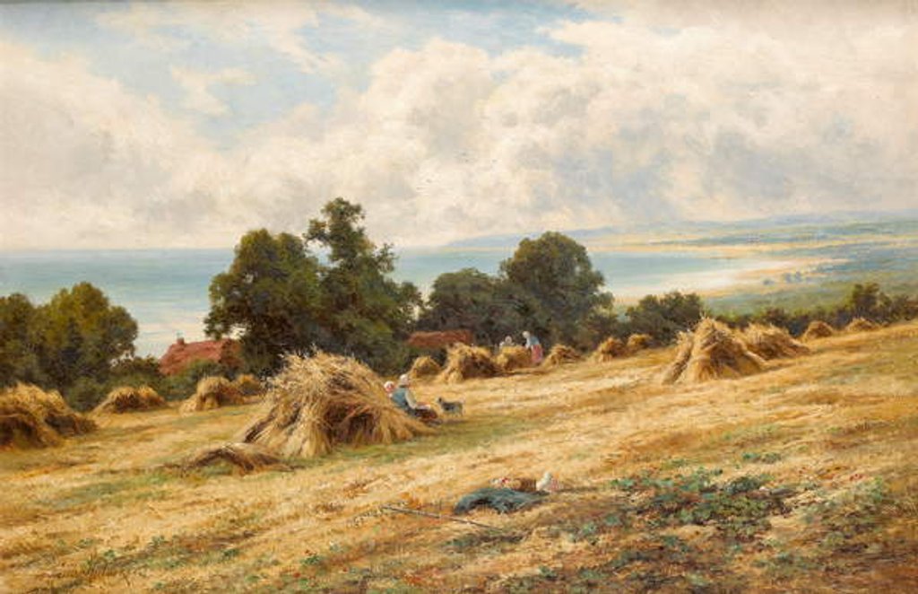 Detail of Harvest Time by the Sussex Coast near Worthing by Henry Parker
