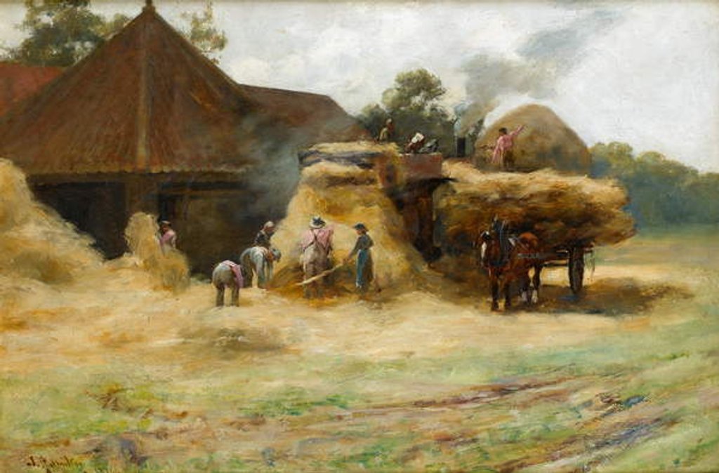 Detail of Threshing, a Scottish Farm, 1884 by James Whitelaw Hamilton