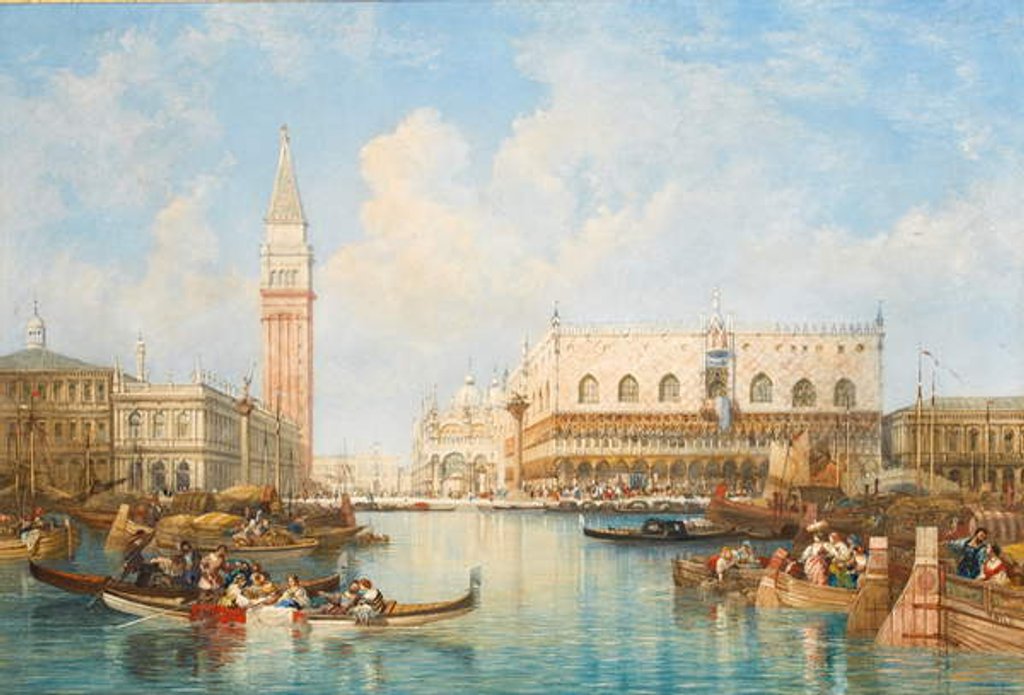Detail of The Doge's Palace and Piazetta from the Lagoon, Venice by William Wyld