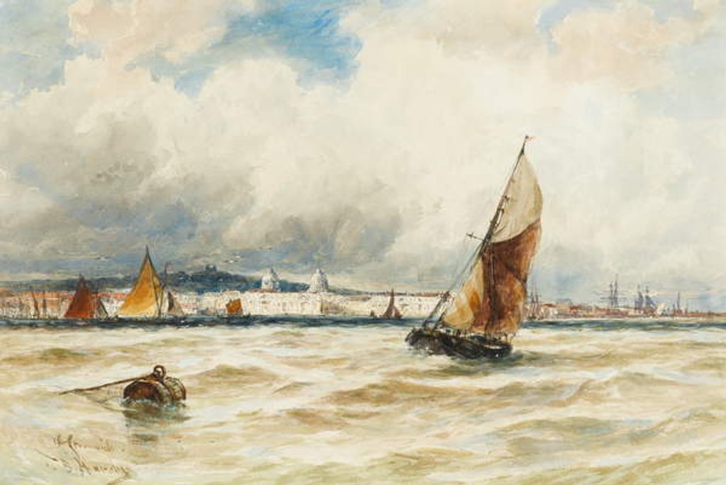 Detail of Greenwich Hospital and Naval College from the Thames by Thomas Bush Hardy