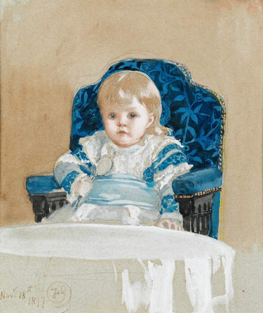 Detail of Frederica in a party dress holding a spoon, 1877 by Frederick Goodall