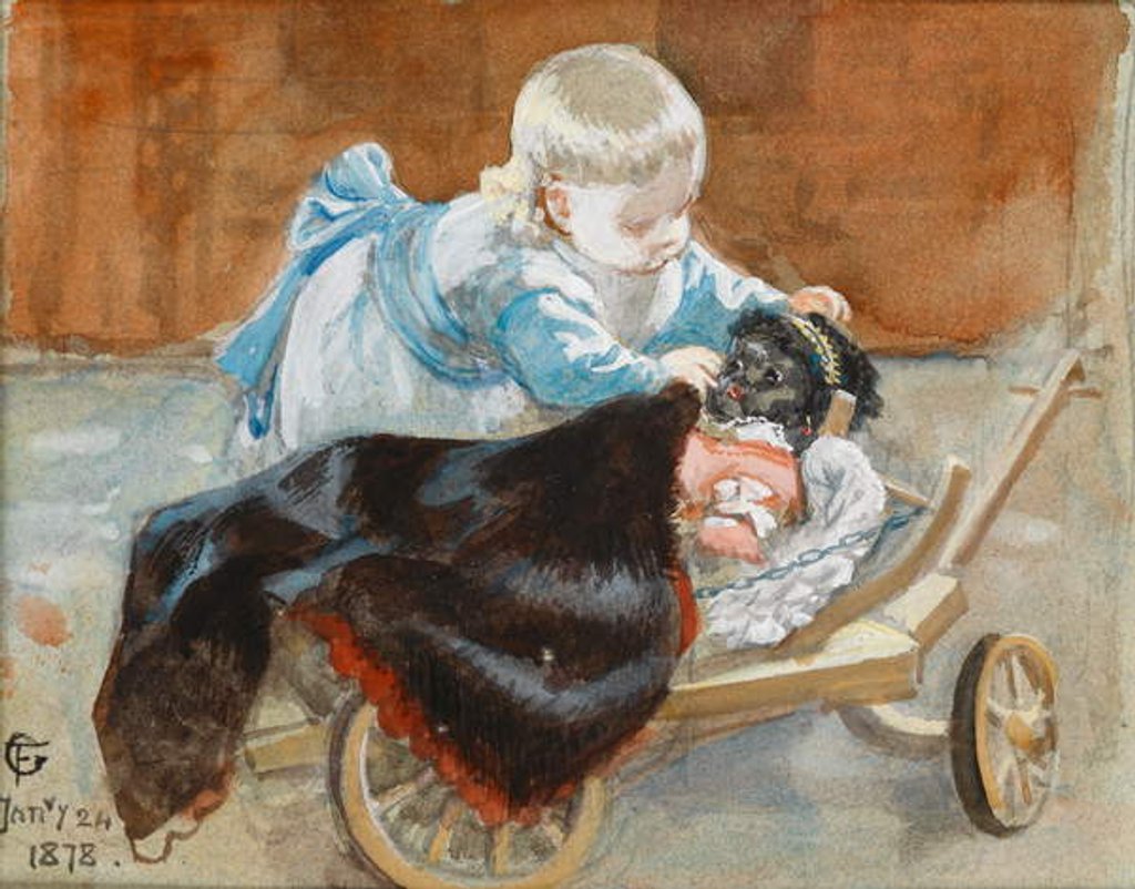 Detail of Frederica playing with a black doll, 1878 by Frederick Goodall