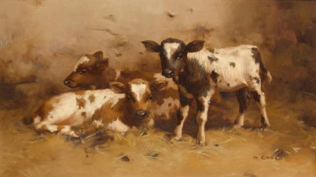 Detail of Three Calves in a Barn by David Gauld