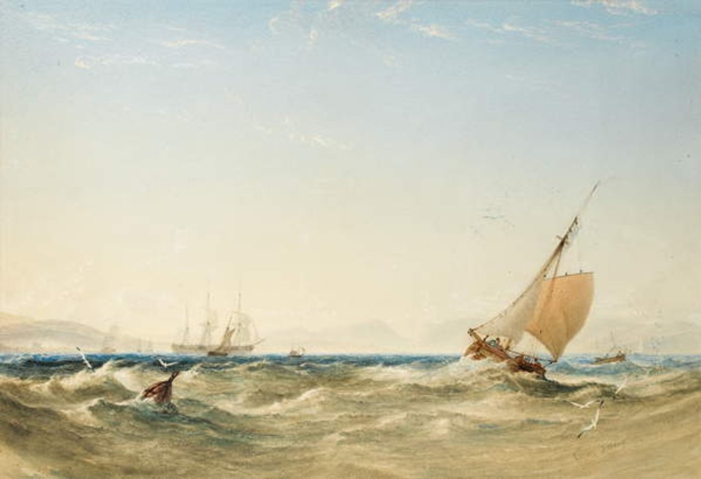 Detail of A Fresh Breeze off the Coast of Scotland, 1854 by Anthony Vandyke Copley Fielding