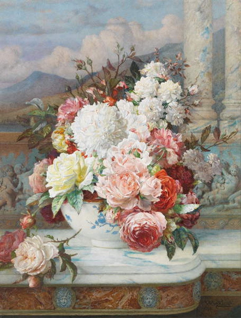 Detail of Roses on a Marble Ledge, 1894 by William Jabez Muckley