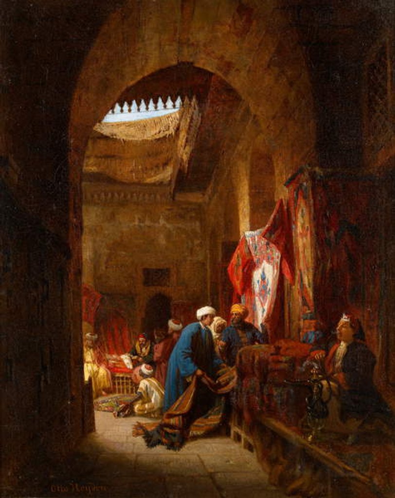 Detail of The Carpet Bazaar, Cairo by Otto Johann Heinrich Heyden