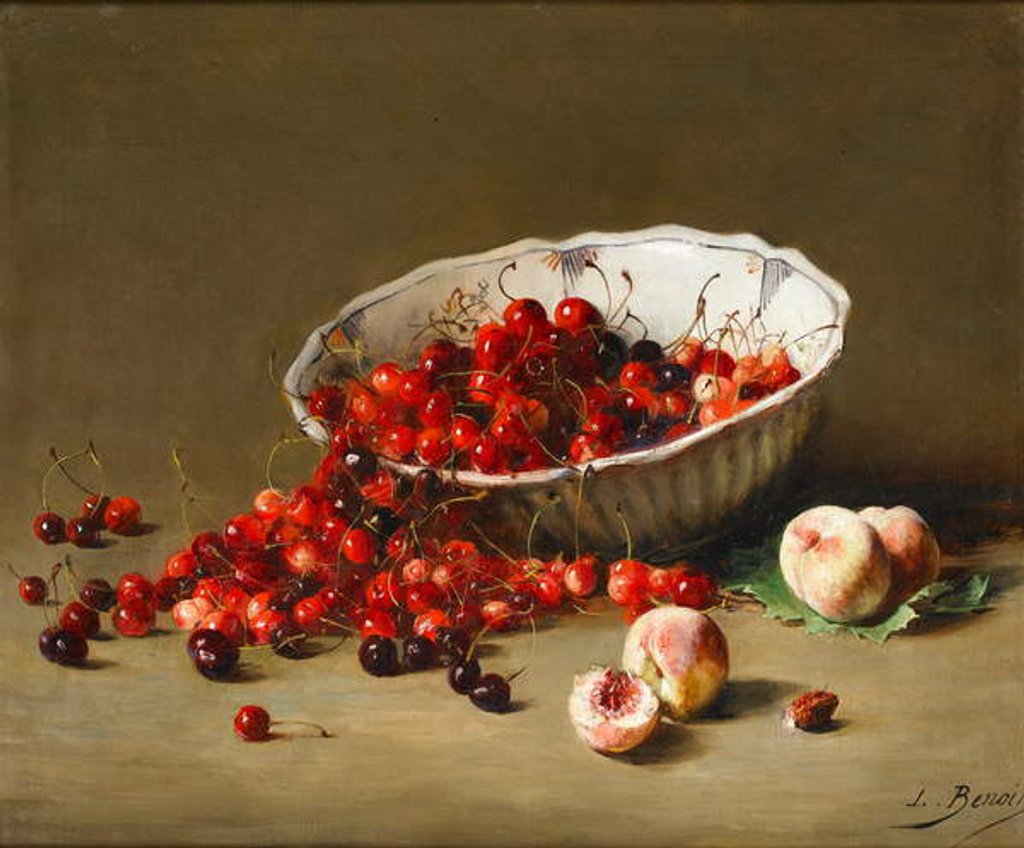Detail of A Bowl of Cherries, c.1900 by Leon-Alfred Benoit