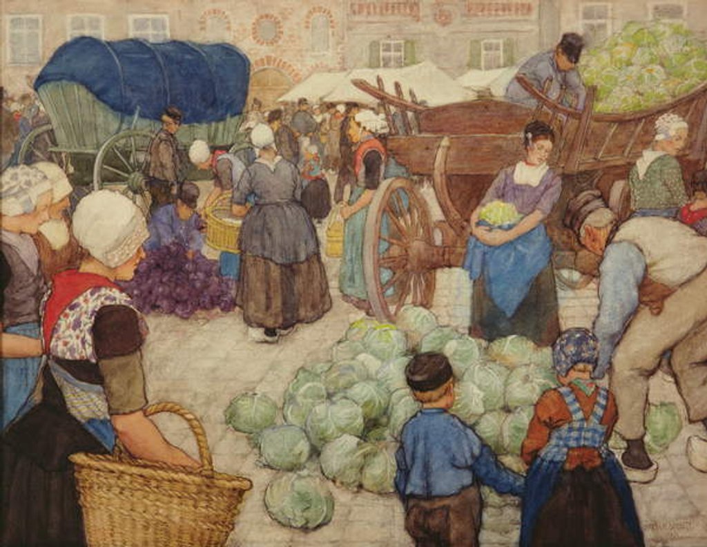 Detail of A Green Market, The Cabbage Sellers, 1900 by Charles William Bartlett