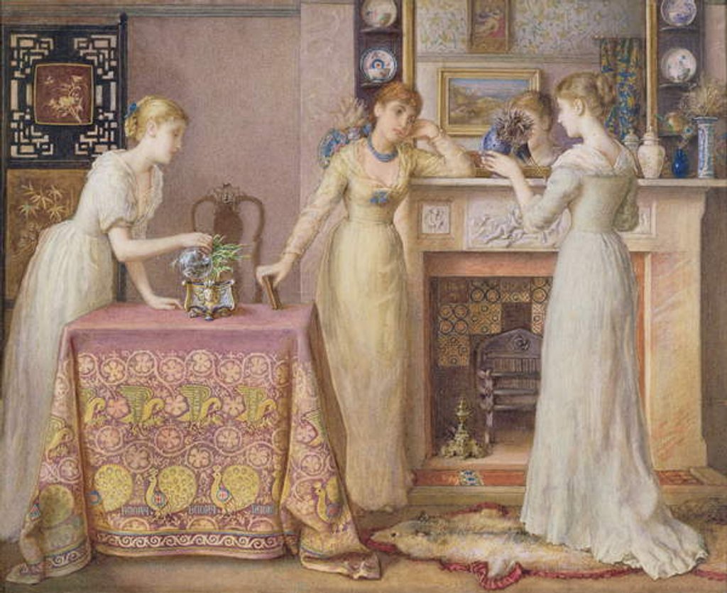 Detail of Three Sisters, an Arts & Crafts Aesthetic Interior, 1877 by Gustavus Arthur Bouvier