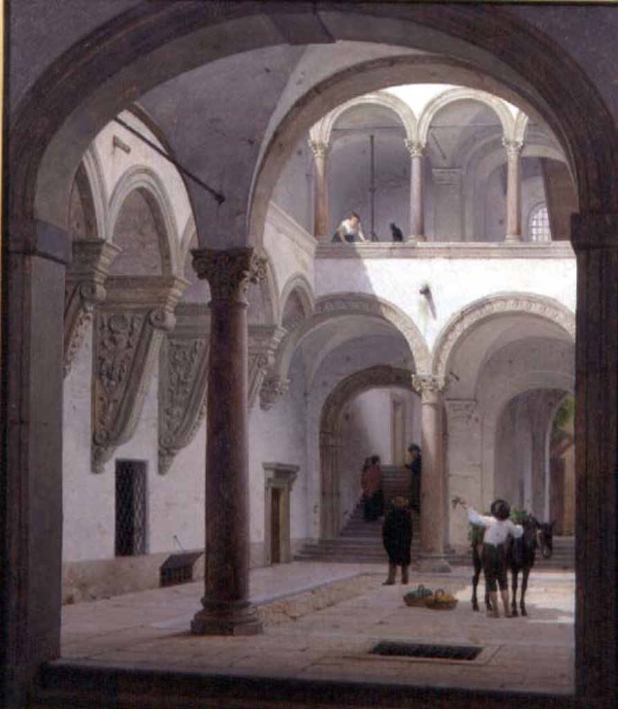 Detail of Courtyard of the Palazzo Fava, Bologna, 1874 by Heinrich Hansen