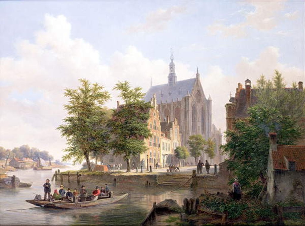 Detail of Ferry Crossing a Canal in Haarlem by Bartholomeus Johannes van Hove