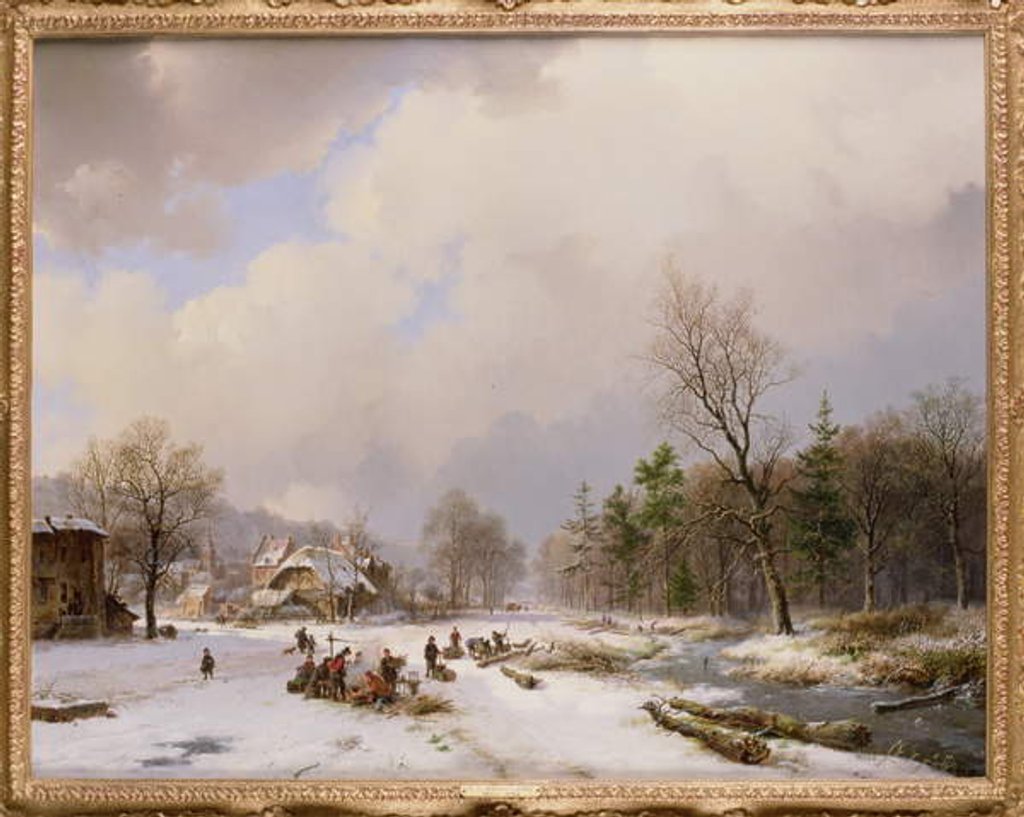 Detail of Winter Scene by Barend Cornelis Koekkoek