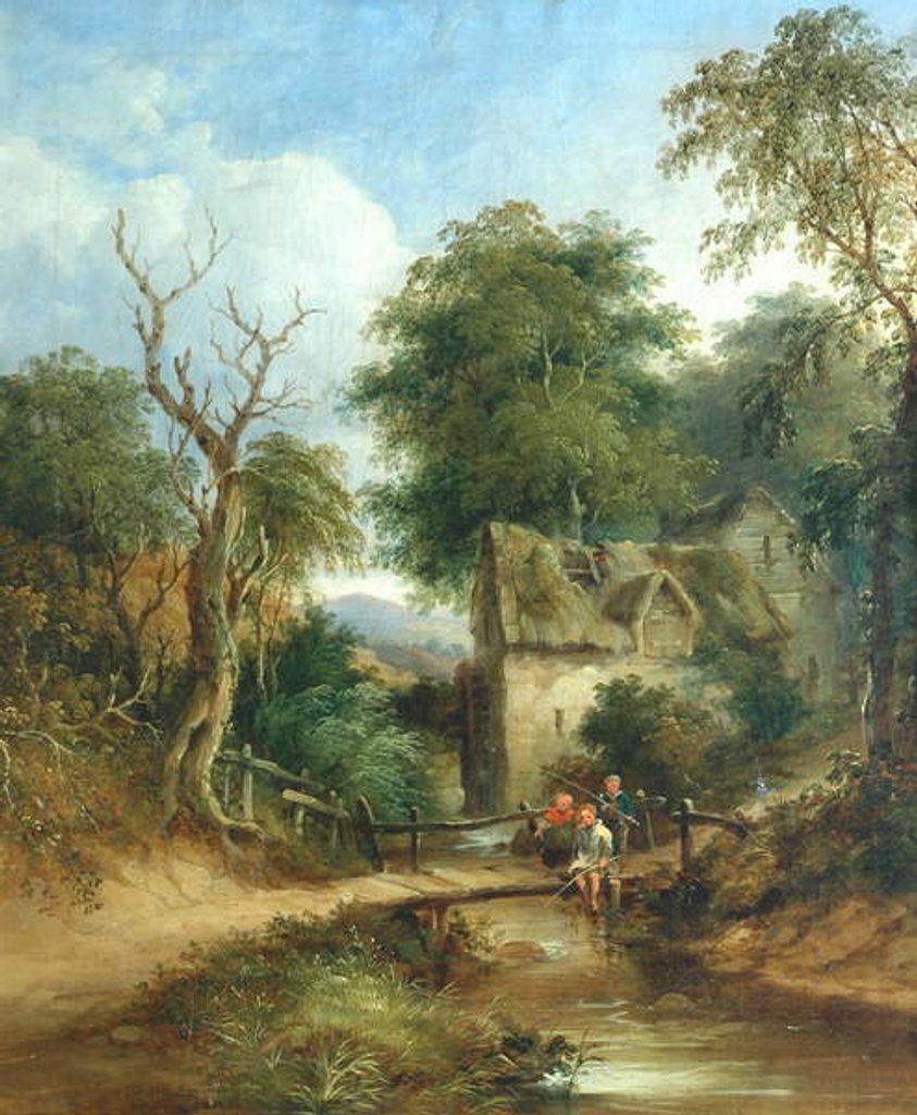 Detail of Children Fishing from a Bridge by English School