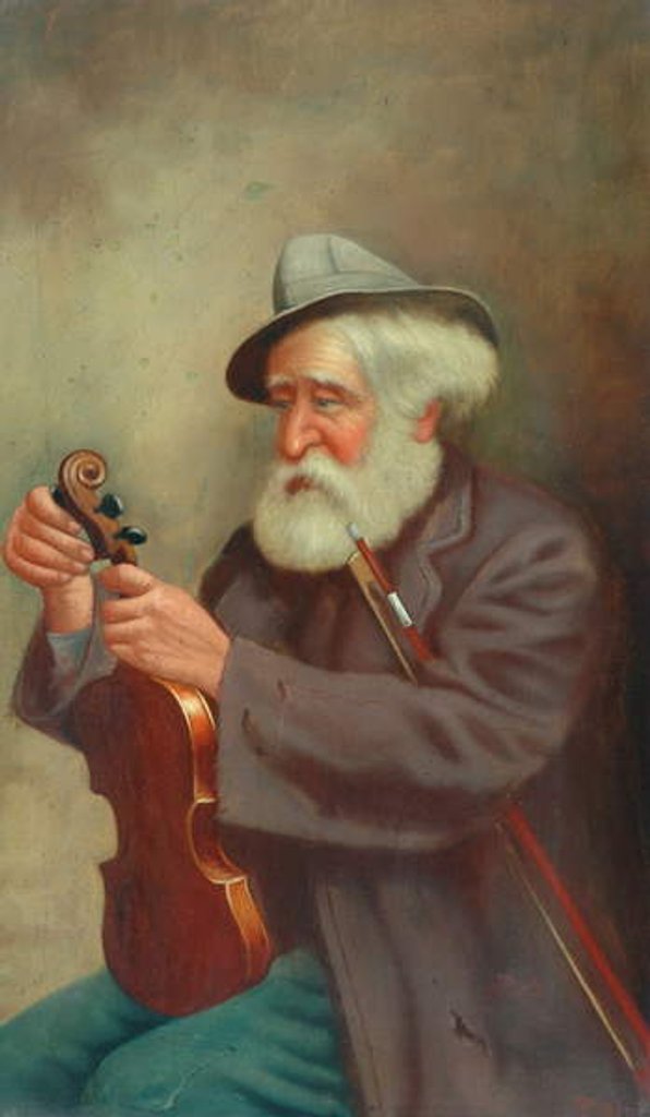 Detail of Old Man with a Violin by T. Clare