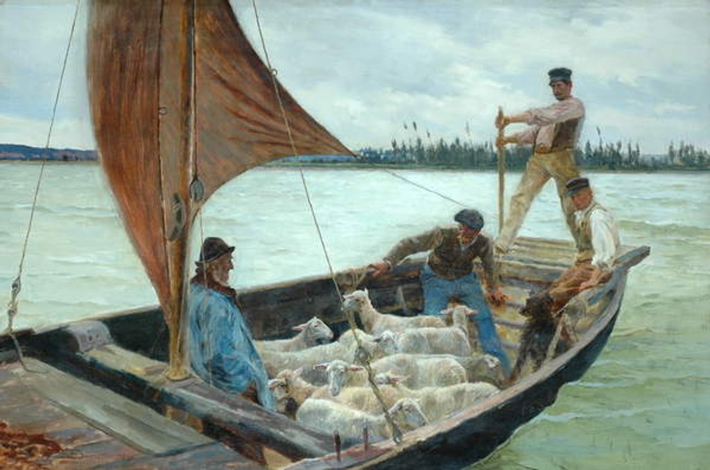 Detail of A Breezy Crossing, 1893 by William H. Bartlett