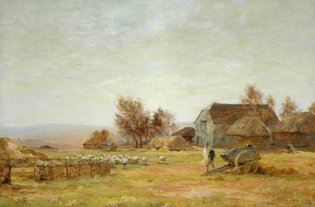 Detail of A Sheep Farm on the South Downs, 1906 by James Aumonier