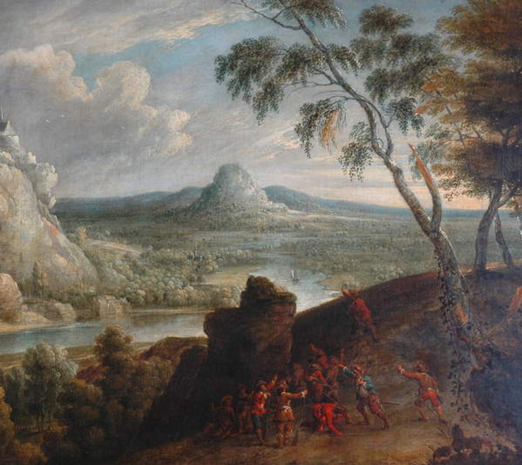 Detail of Landscape with Banditti in Ambush by Jan van Huchtenburgh