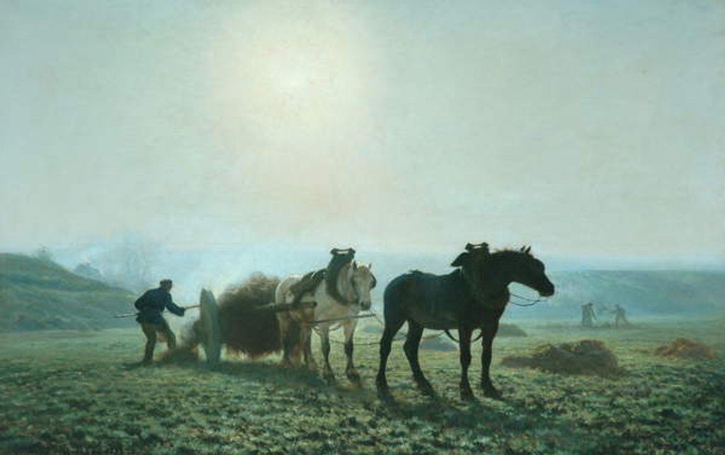 Detail of Horses in a Field, 1873 by Jules Leon Montigny