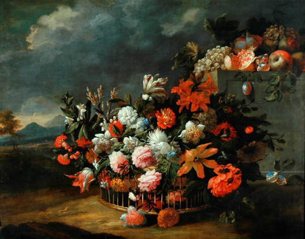 Detail of Basket of Flowers by Jean-Baptiste Monnoyer