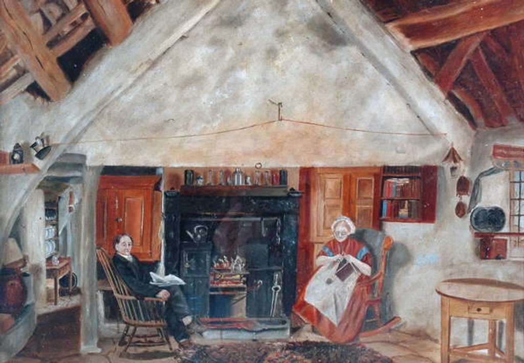 Detail of Interior of Cruck Cottage, possibly Shipley Glen by English School