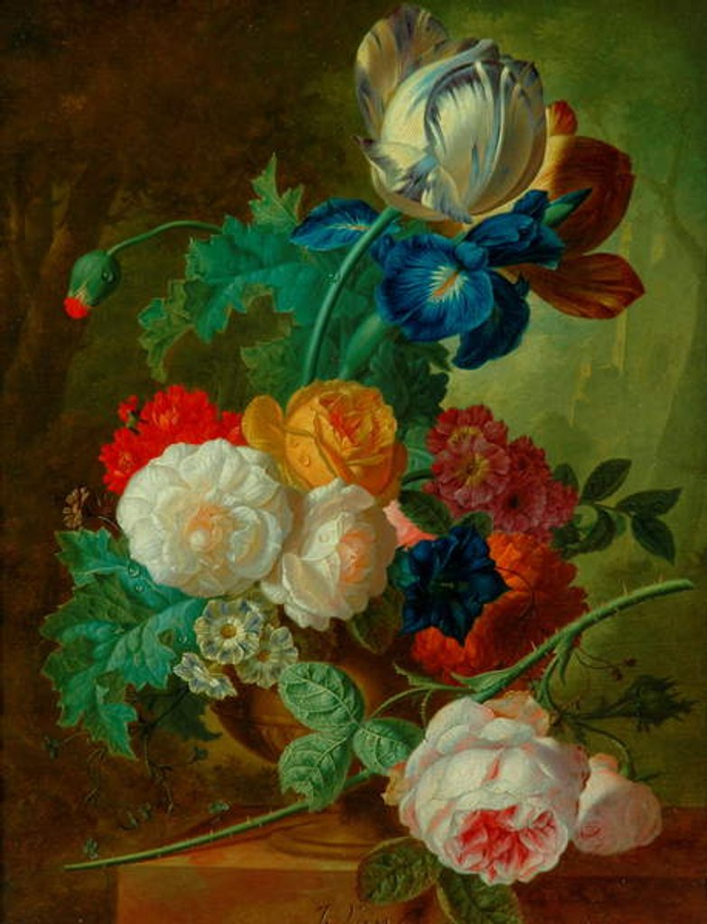 Detail of Flowerpiece by Jan van Os