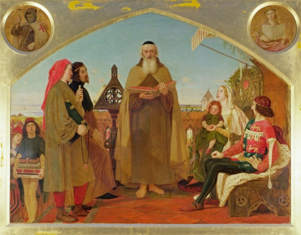 Detail of The First Translation of the Bible into English by Ford Madox Brown