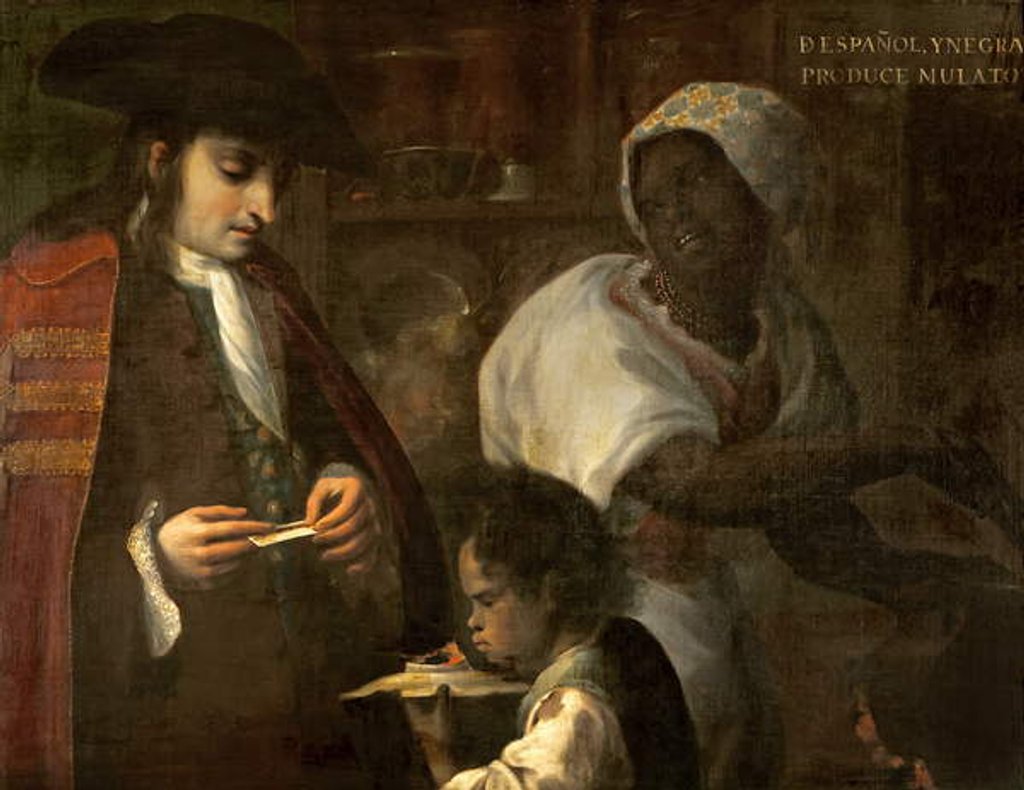 Detail of Spaniard and Black Produce a Mulatto, c.1715 by Juan Rodriguez Juarez