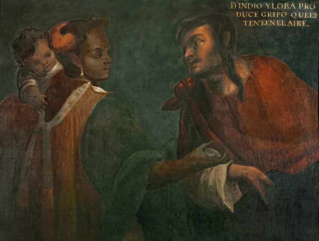 Detail of Indian and Wolf Produce a Hold-Yourself-in-Mid-Air Grifo, c.1715 by Juan Rodriguez Juarez